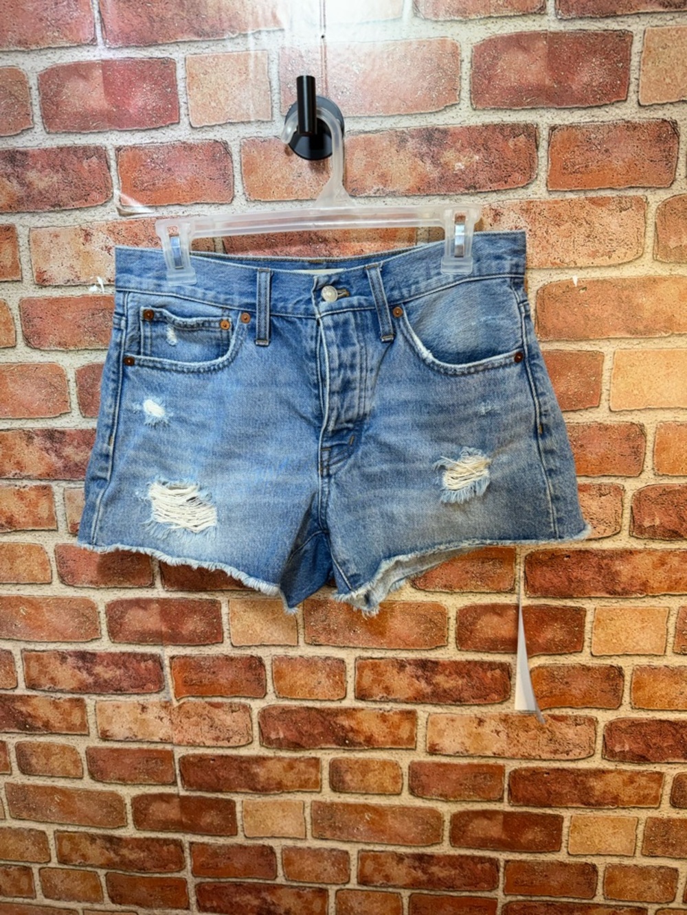 Madewell high waist button fly Classic Light Blue short Denim Cutoff Shorts sz25